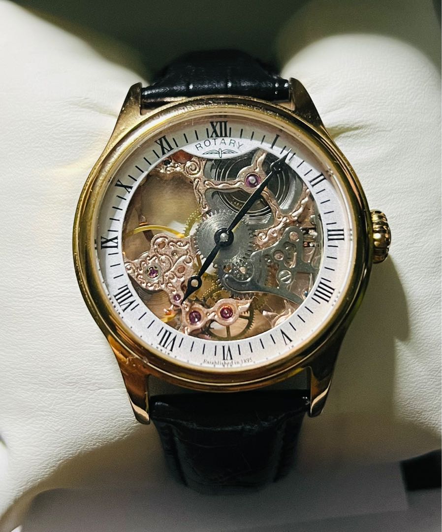 Rotary skeleton sale watch rose gold