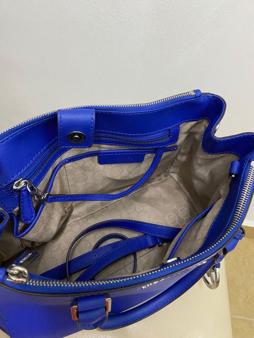 Michael kors sutton saffiano blue leather satchel on sale