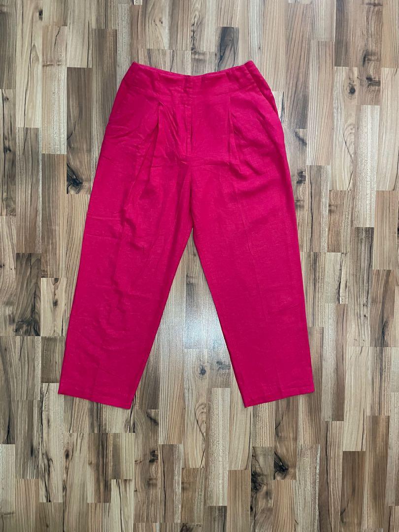 MNG hot pink linen trousers, Women's 