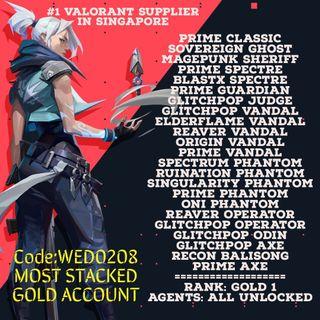 WORTH $700 MOST GOLD STACKED VALORANT ACCOUNT (GUARANTEED CHEAPEST) 100%