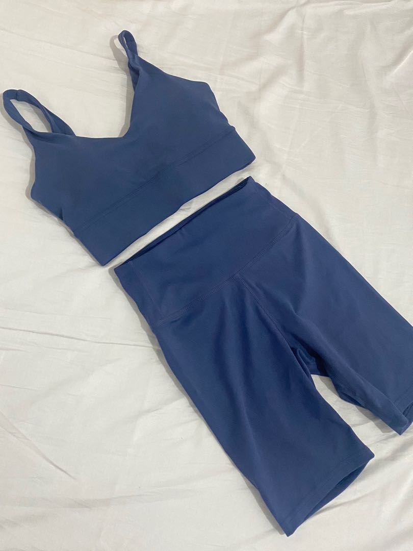 Navy Blue Workout Set, Women's Fashion, Activewear on Carousell
