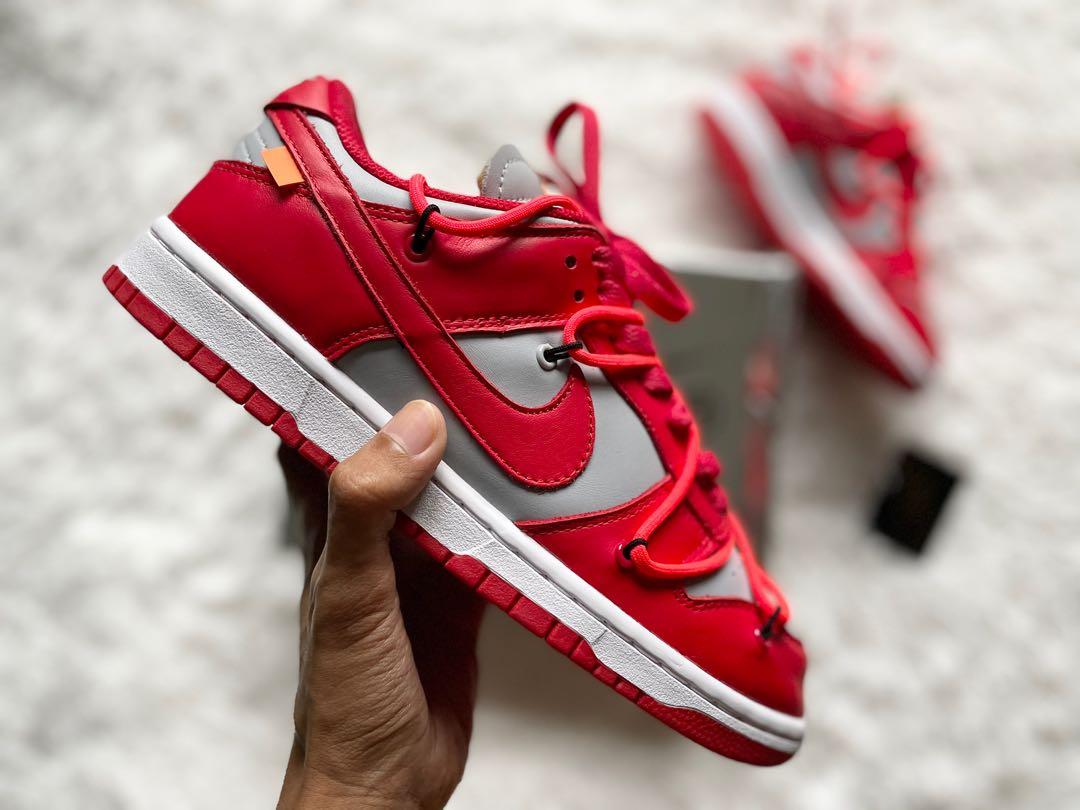 Off white x nike dunk low university red top