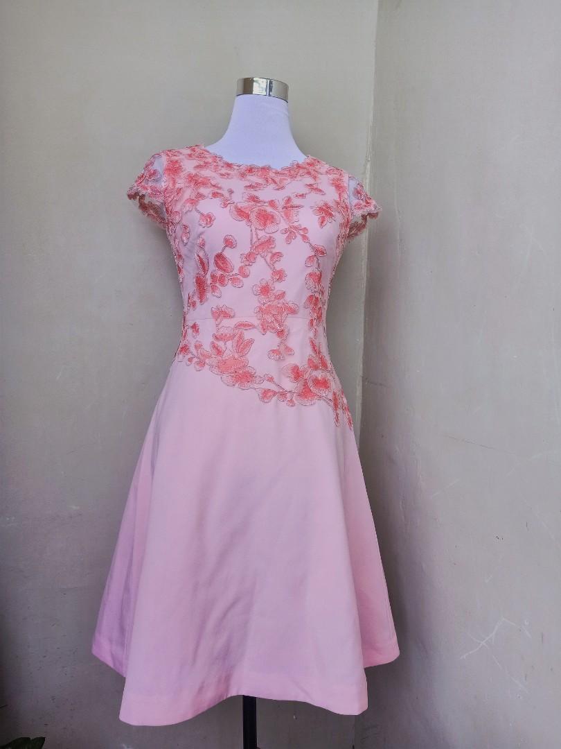 Pink Debut Silk Evening Dress, Women's 