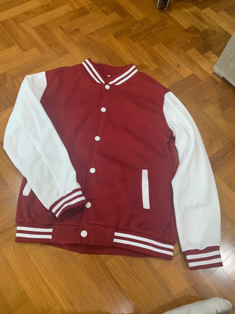 Red Plain Varsity Jacket