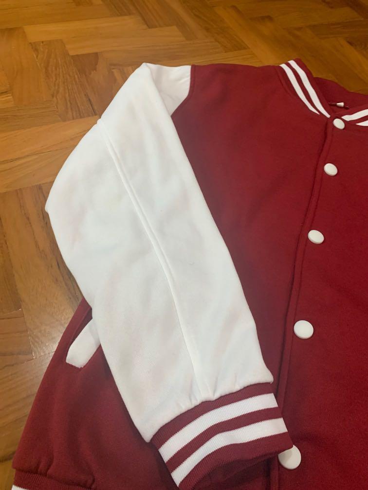 Red plain best sale jacket
