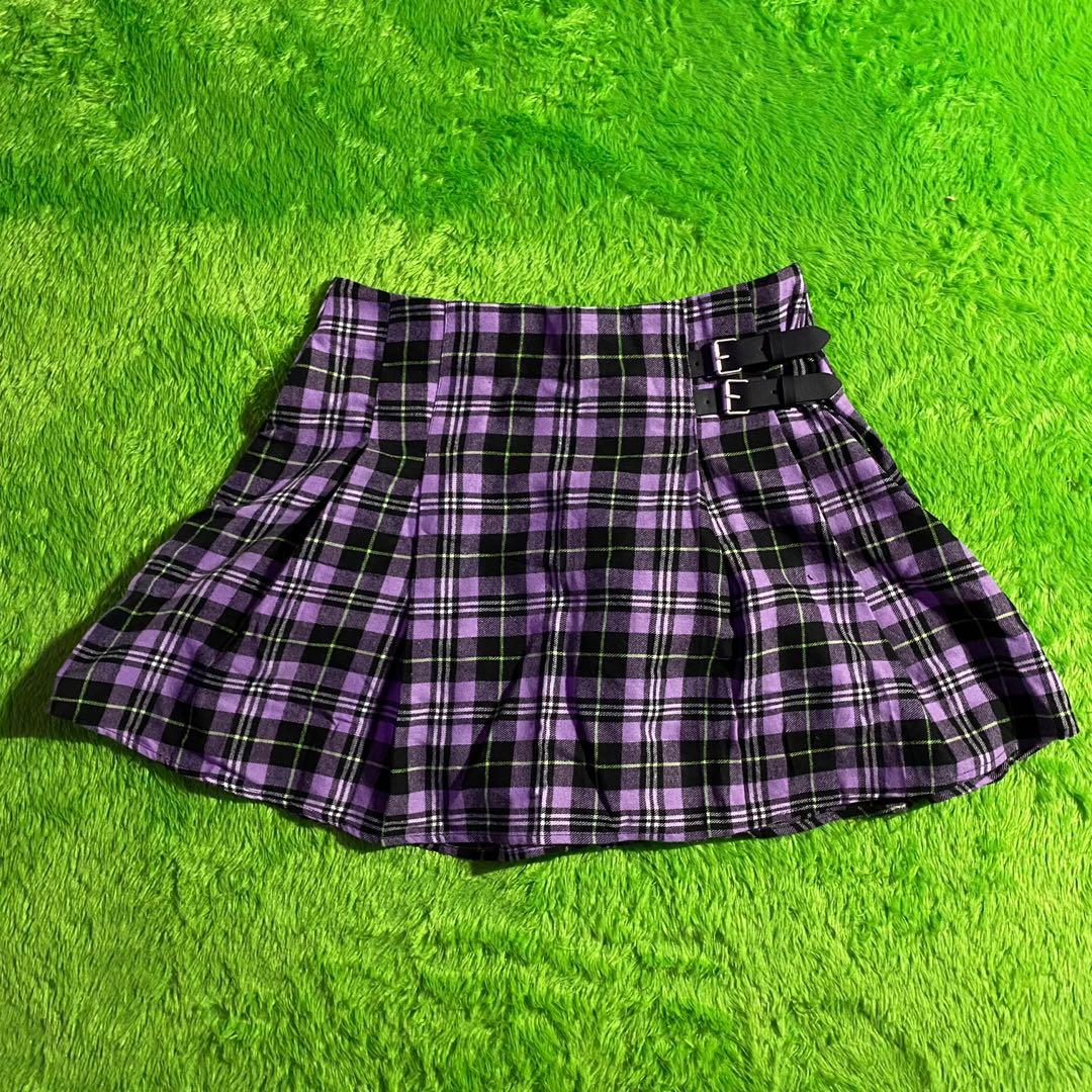 Green and purple plaid skirt sale
