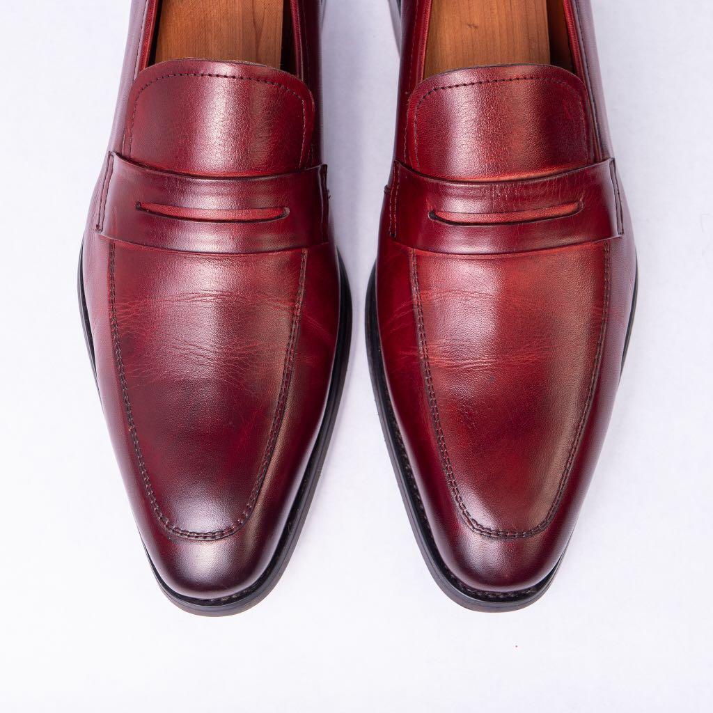 Mens burgundy on sale penny loafers