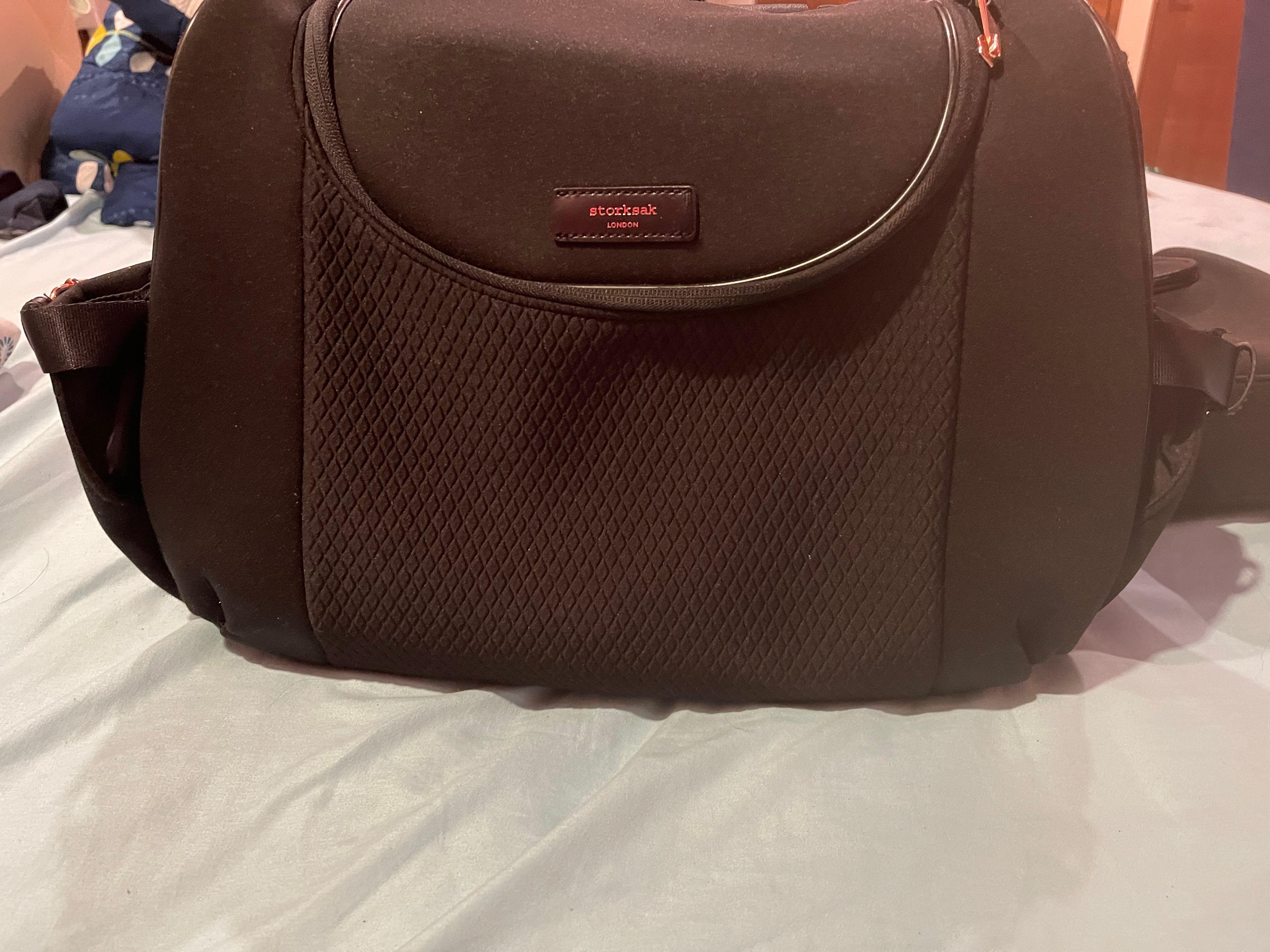 Diaper Bag : Storksak Poppy Luxe Black Scuba, Babies & Kids, Going Out,  Diaper Bags & Wetbags on Carousell