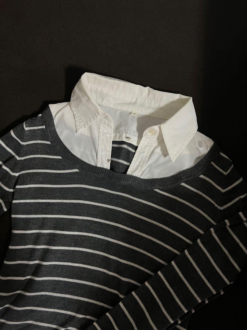 Sweatshirt with top polo inside