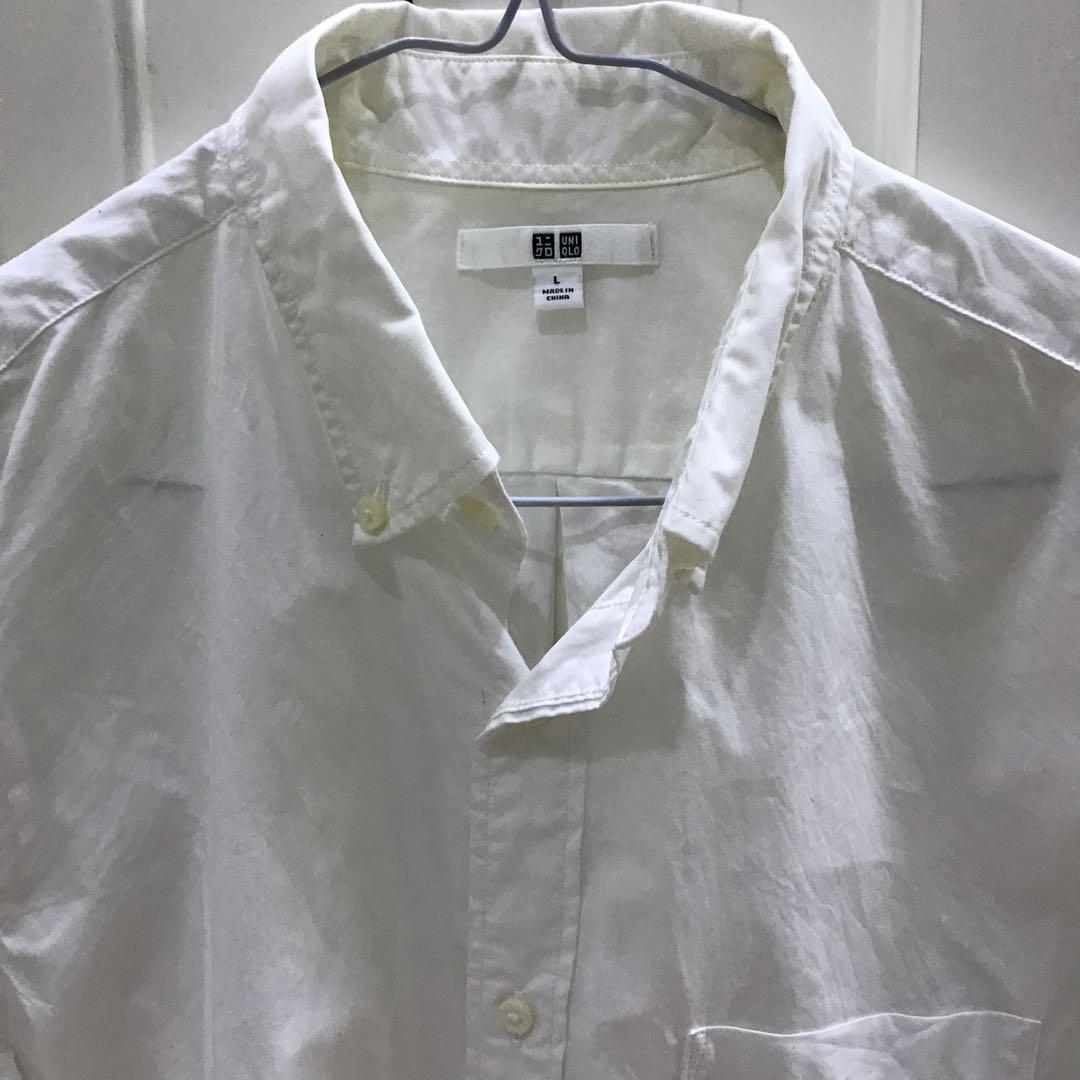 Uniqlo White Men Long Sleeve Shirt 