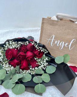 Valentines red roses bouquet