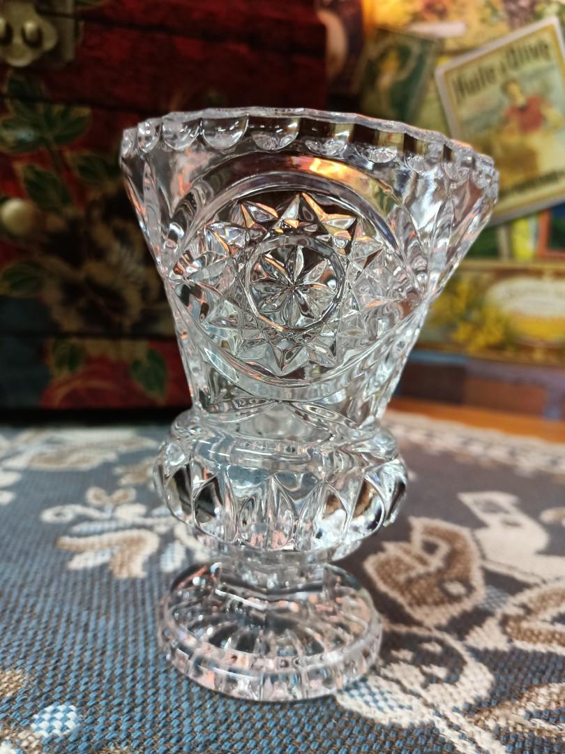 Vintage lead crystal vase 4.5inch pair, Furniture & Home Living