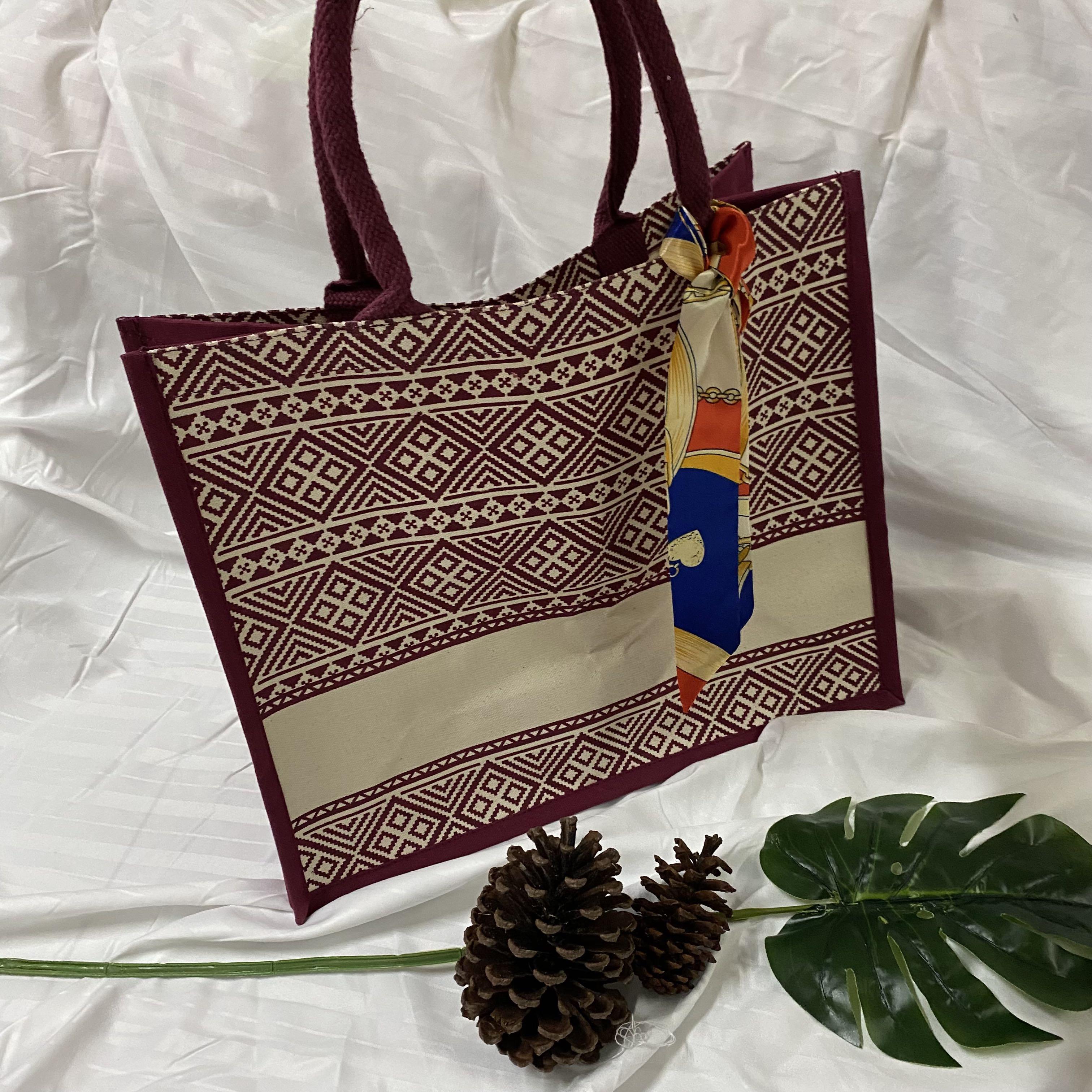 Jute bag with on sale twilly