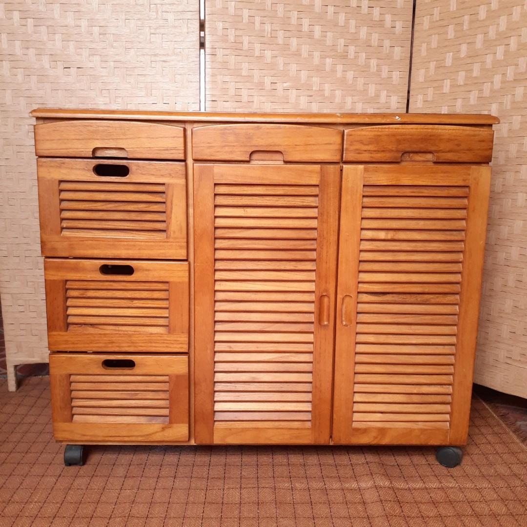 Wood kitchen drawer pantry organizer cart cottagecore farmhouse