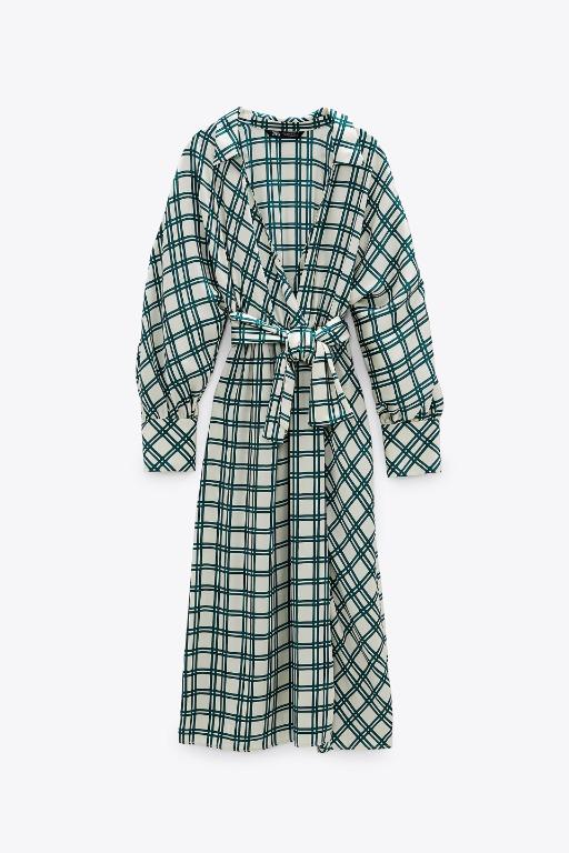 Zara Green Check Print Dress, Women's Fashion, Dresses & Sets, Dresses