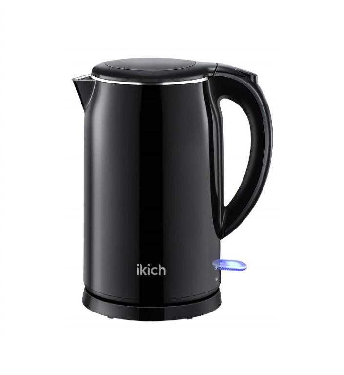 12979) IKICH Stainless Steel Electric Kettle, 1.5L Double Wall Cool