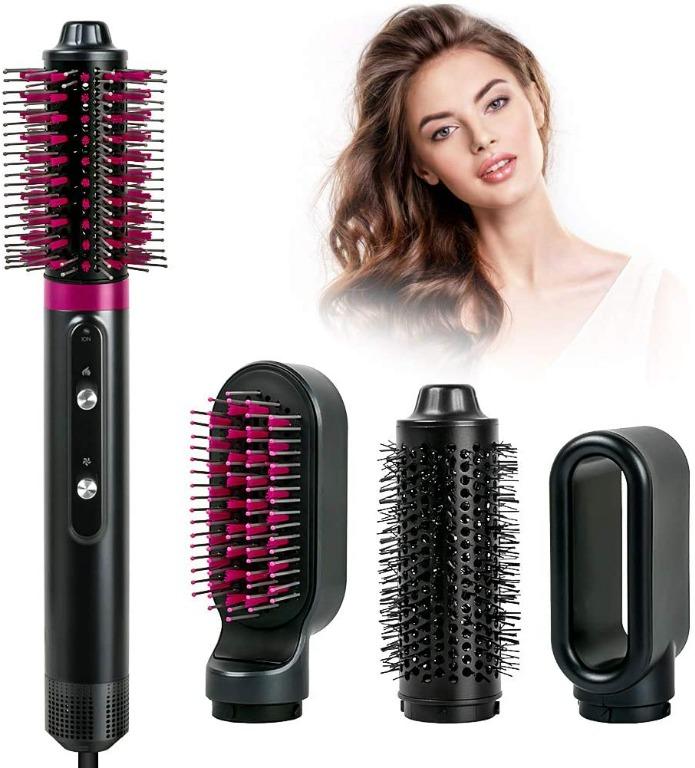 4 in 1 Hot Air Brushes,Negative Ion Hair Curler Ceramic Electric Blow Combo, Hair Straightener&Curly Hair Comb,Hair Dryer & Volumizer with 4  Interchangeable Brush Heads, Beauty & Personal Care, Hair on Carousell