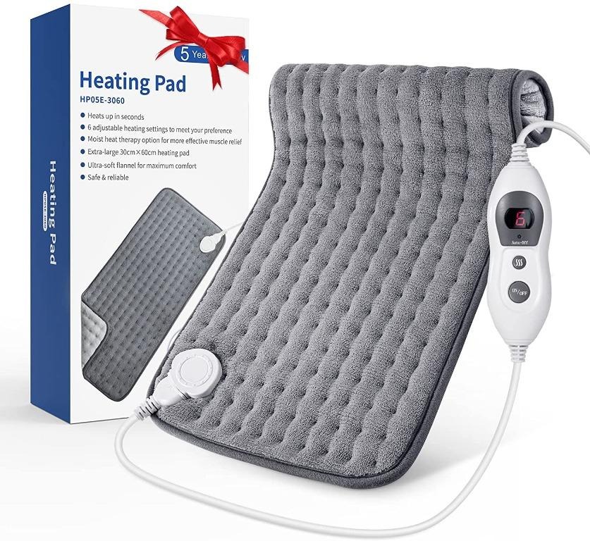 ( FREE DELIVERY!) Heat Pad, Electric Heat Pad with 6 Heating Levels  2  Hours Auto Shut-Off, Soft Flannel Heating Pad for Neck Shoulder Back Knee  Pain Relief, 30 x 60 cm, Gray, Health  Nutrition, Assistive  Rehabilatory  Aids, Other Assistive Aids on ...