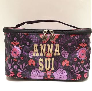 [ Brand New ] ANNA SUI Black Classic Rose Pattern Handheld Makeup Bag (Handheld Bag / Makeup Bag / Black / Roses / Classic / Cosmetics Bag / Pouch / Portable )64220306750081110