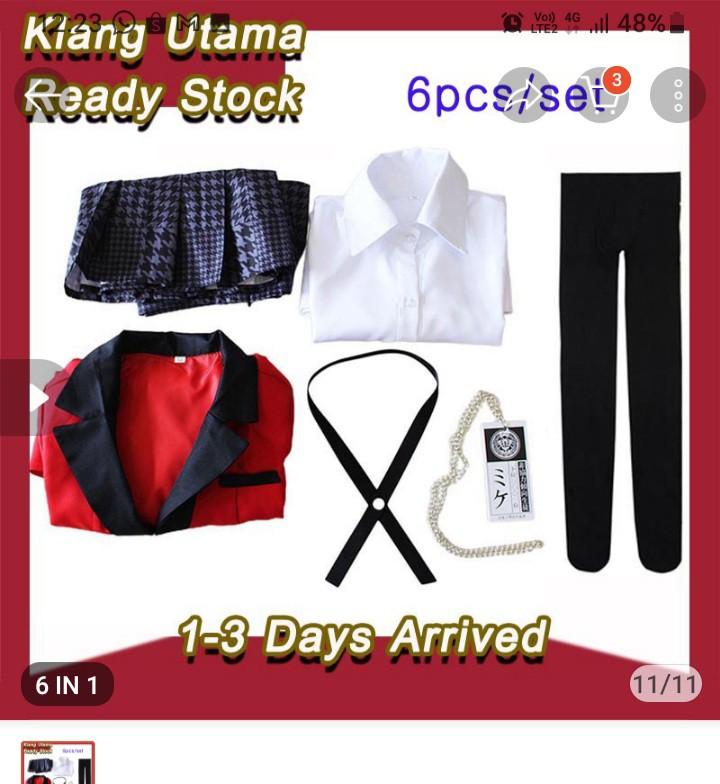 Anime Kakegurui Yumeko Jabami Costumes 6pcs/set 