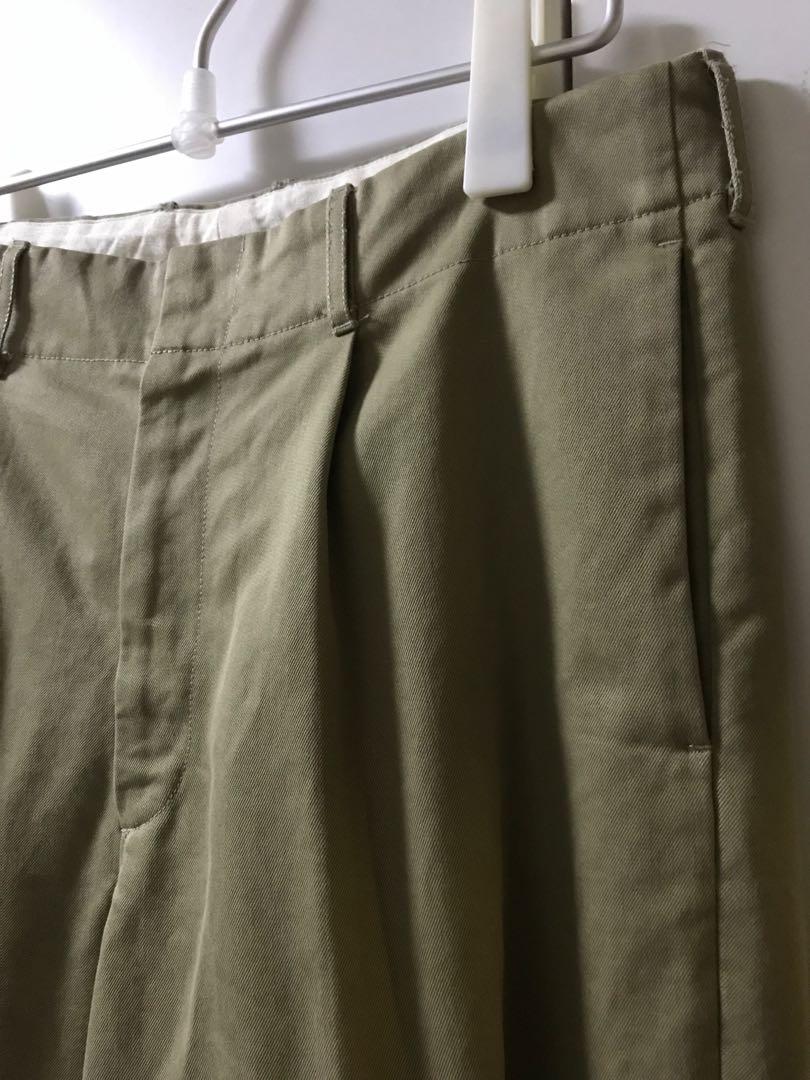 AURALEE WASHED FINX CHINO TAPERED PANTS BEIGE, 男裝, 褲＆半截裙