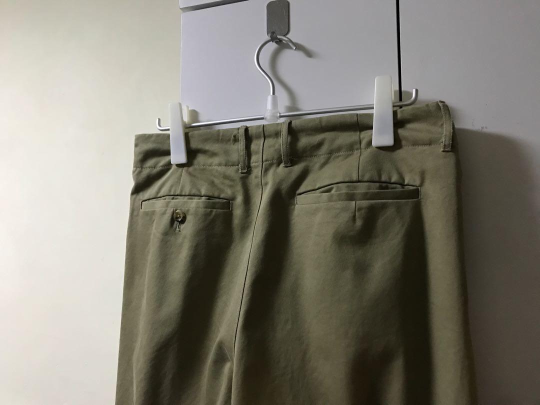 AURALEE WASHED FINX CHINO TAPERED PANTS BEIGE, 男裝, 褲＆半截裙