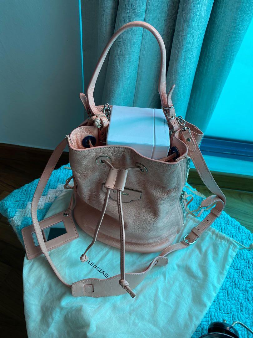 Balenciaga pink bucket bag