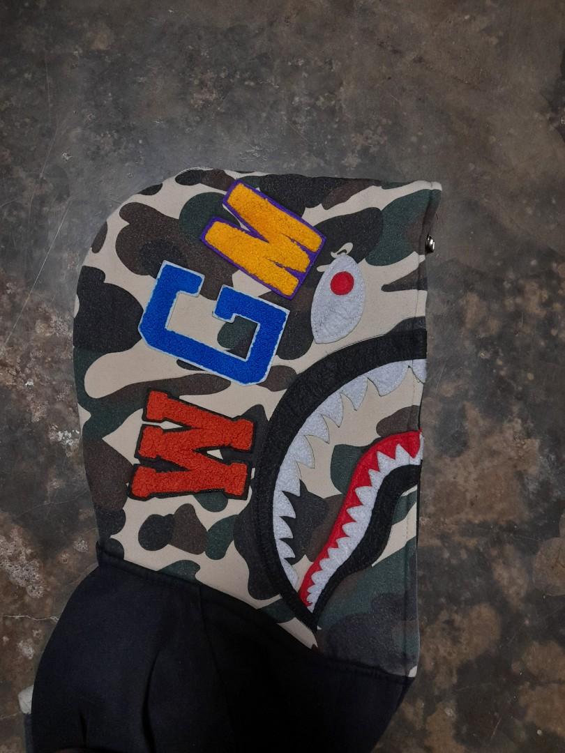 Bape Shark WGM Half Sleeve Camo Zip Up Hoodie, Men's Fashion, Coats ...