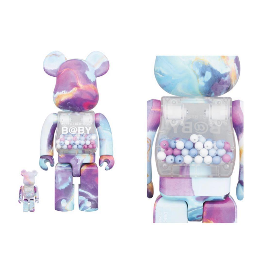 Bearbrick my first baby marble 400%+100% set 靚紋雲石, 興趣及遊戲