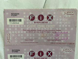 P500 Bench FIX Salon Gift Check