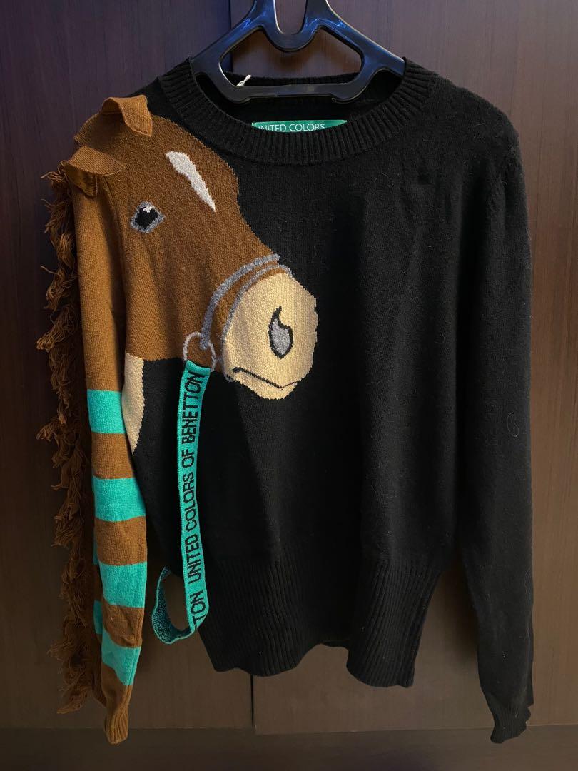 Benetton Horse Sweater, Fesyen Wanita 