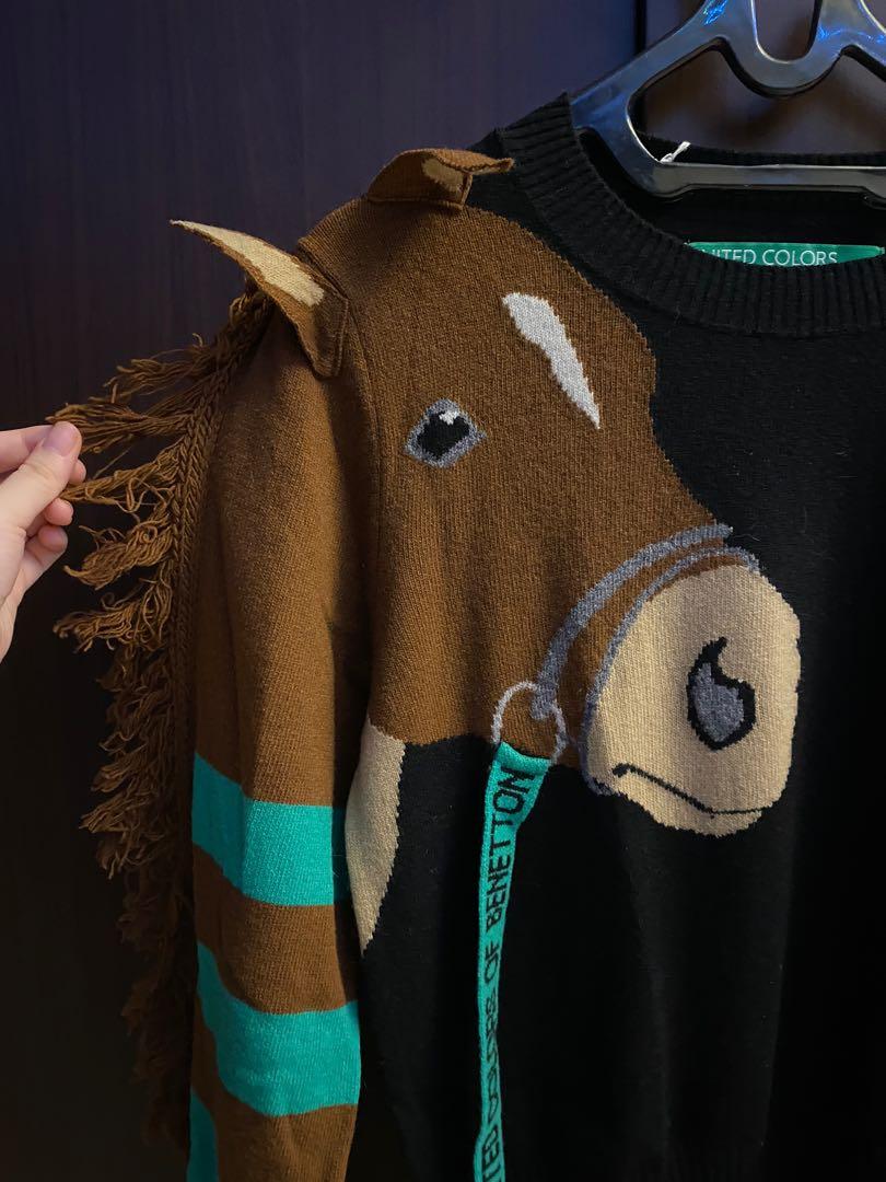 Benetton Horse Sweater, Fesyen Wanita 