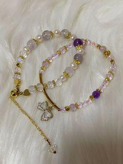 Brand new purple crystal bracelet with ribbon on sales at $15!