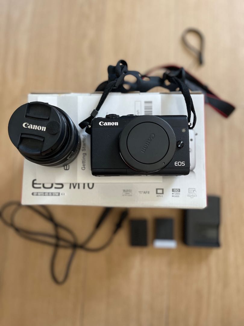 Canon EOS M10 complete set with extra battery pack, Photography