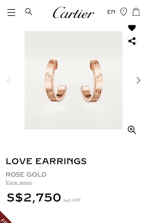 Cartier Love Earrings Pink Gold Women S Fashion Jewelry Organisers Earrings On Carousell