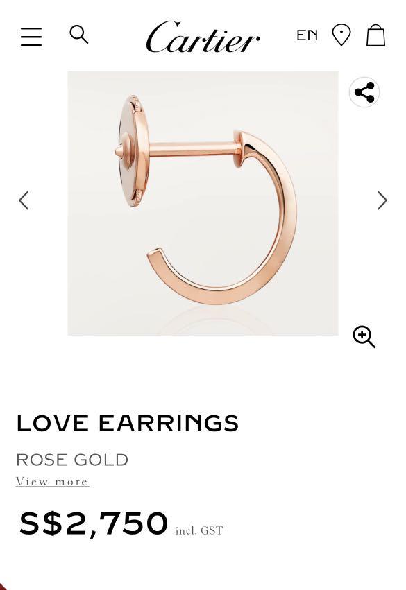 Cartier Love Earrings Pink Gold Women S Fashion Jewelry Organisers Earrings On Carousell