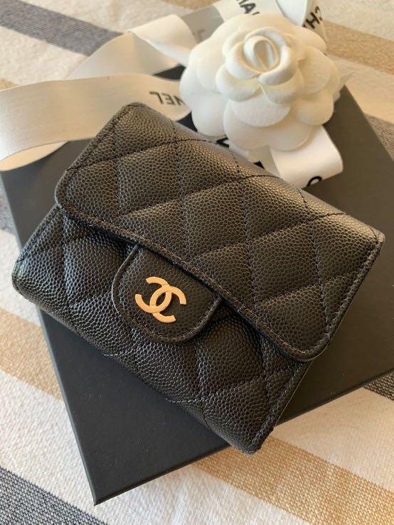 One of a Kind! Chanel Small Flap Wallet in Black Caviar LGHW