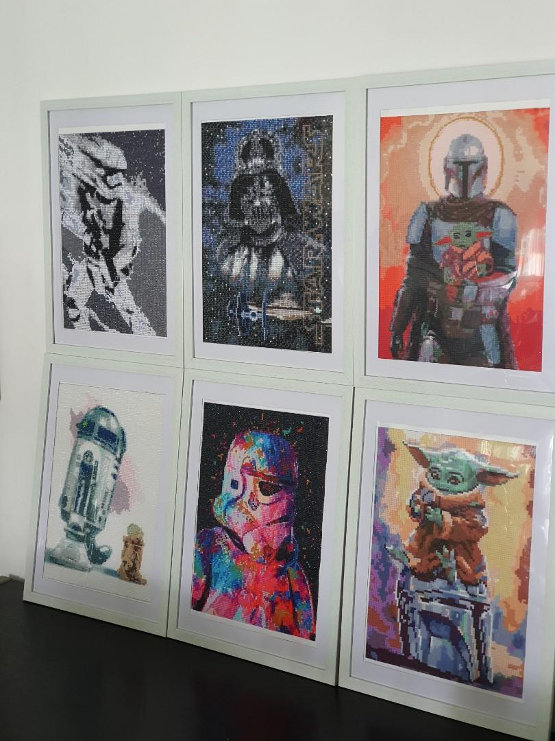 Clearance-Diamond Art Painting- Star Wars..Yoda..R2D2..Darth Vader..Stomp  Trooper..Boba Fett