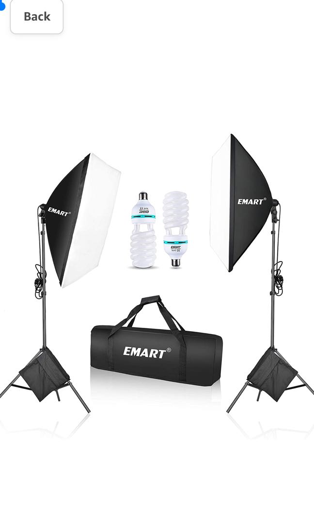 EMART Softbox Lighting Kit with Sandbags, 20"x28"/50x70cm 1050W Professional Soft Box with Photo