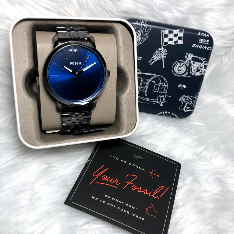 Fossil Lux Luther Three Hand Smoke Stainless Steel Watch Men s
