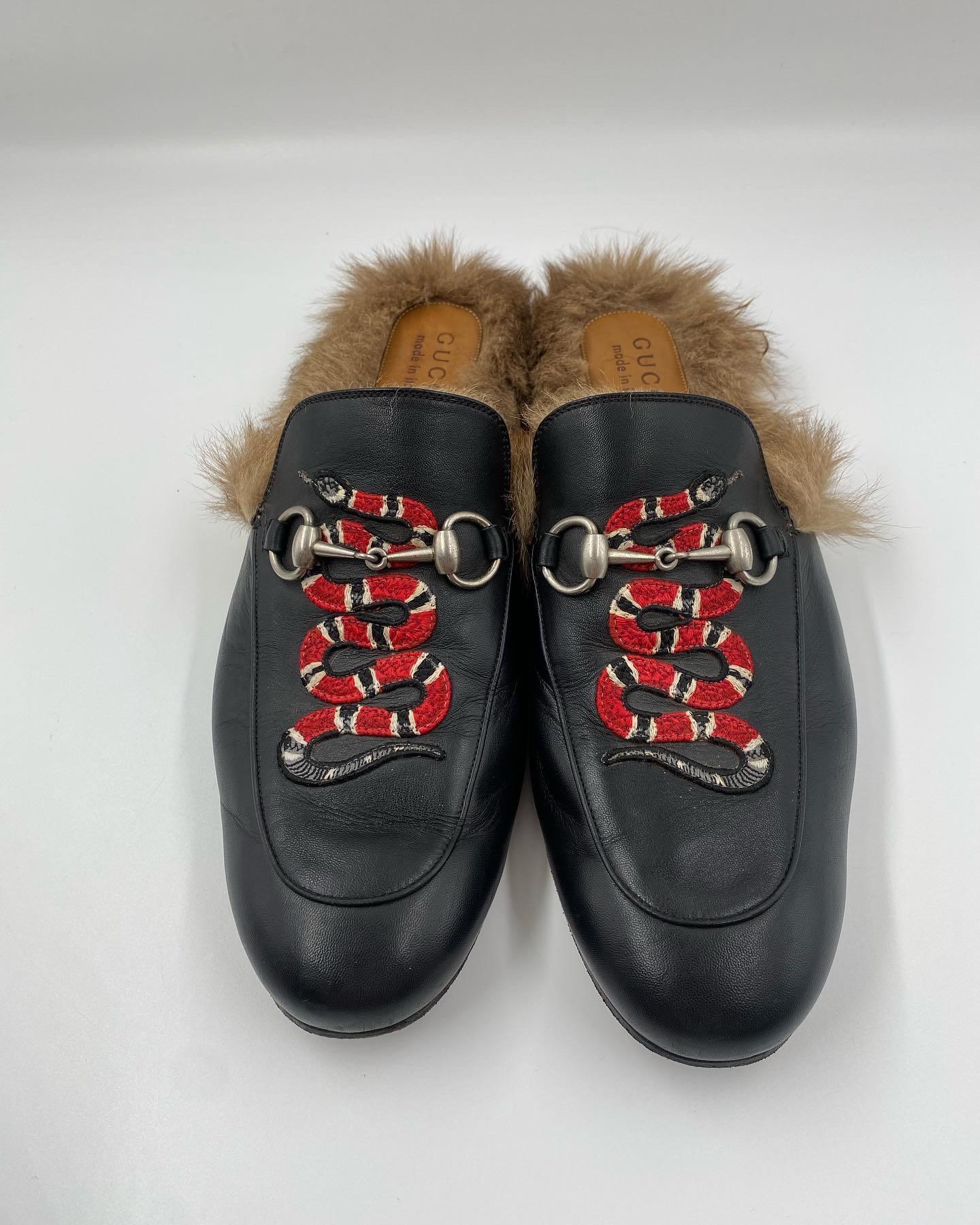 Gucci snake online fur loafers