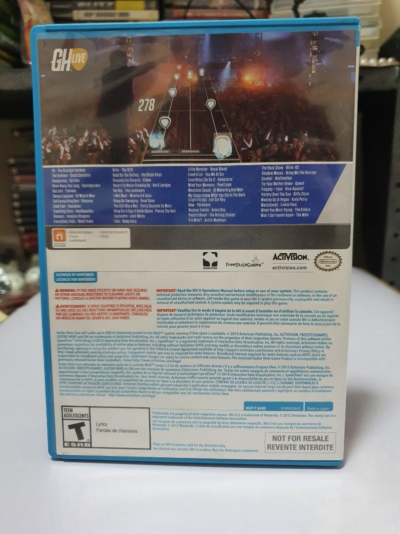 Guitar Hero (Nintendo Wii U, Us) (Category: Nintendo) located in Quezon City. Submitted by itemsforadoption (Listing ID 1146435112, Image 2). Description: Rfs: Its 2022! Happy New Year everyone. Now is a time to be joyous and declutter. And I'm doing just that this season. If you're interested in a game, I'm also will to accept trade in like trading old games for a newer one. Just send a message my way Guitar Hero for the Wii U. Cute game about y