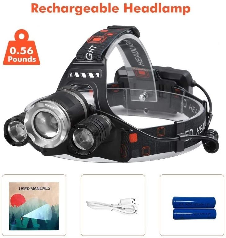 Victoper Wesho Rechargeable Headlight with 3 Lights 4 Modes 6000 Lumen Super 