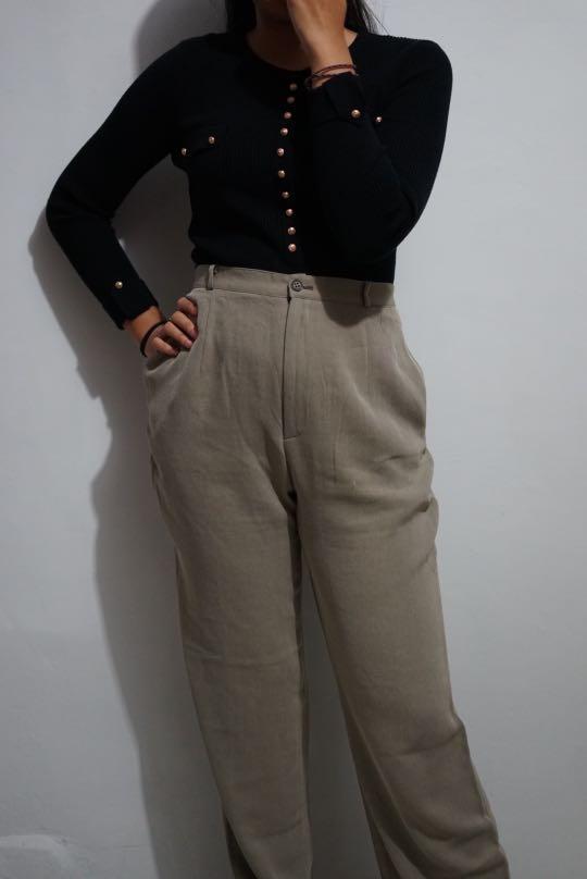 High Waist Straight Cut Pants, Fesyen 