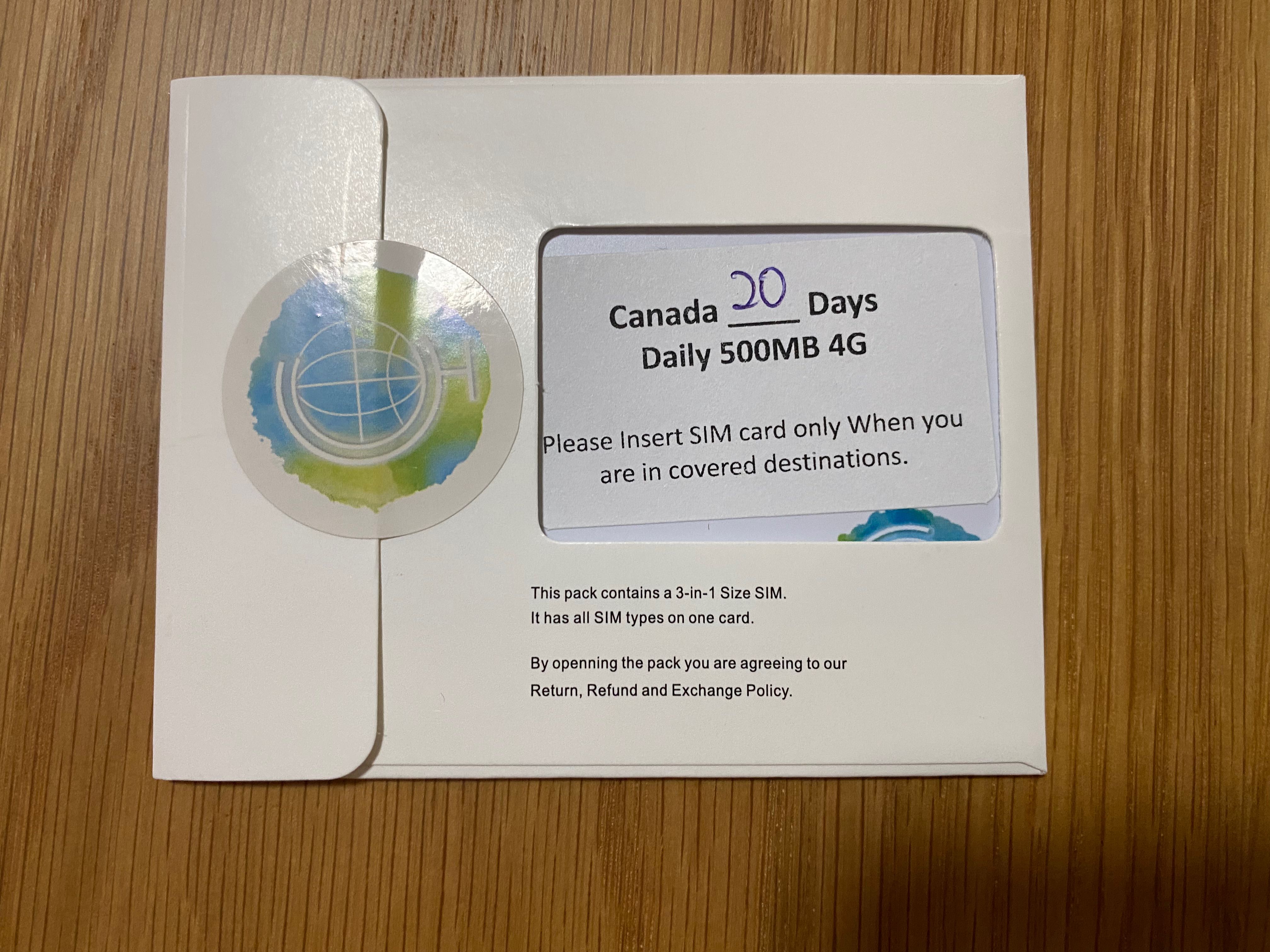 ICC Travel Data SIM Card Canada (20 days), Mobile Phones & Gadgets