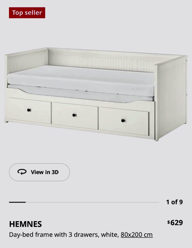 IKEA Hemnes daybed frame with 3 drawers, Furniture & Home Living