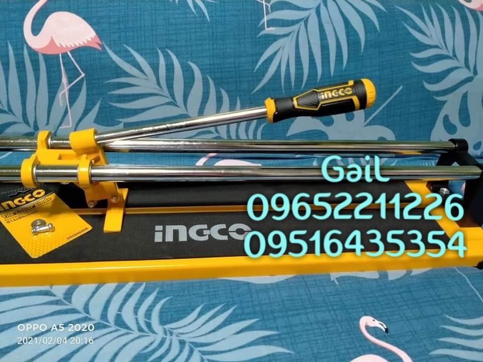 INGCO 600mm Manual Tile Cutter (Category: Construction Tools & Equipment) located in Caloocan City. Submitted by abieghail (Listing ID 1146382352, Image 1). Description: INGCO Manual Tile Cutter with FREE blade - HTC04600 Price : ₱2,100 Only! • Max cutting length: 600mm • Max cutting thickness: 12mm steel • Base size: 815x195cm • Thickness of the base: 2mm • With 1pc Tungsten carbide blade • Blade size: 16x6x3mm • Multi-function: Direct line cutt