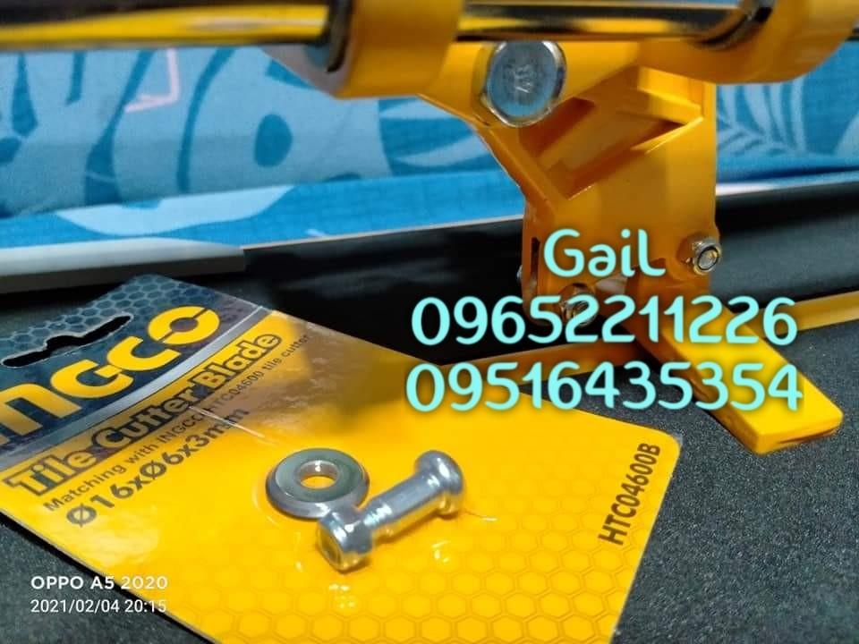 INGCO 600mm Manual Tile Cutter (Category: Construction Tools & Equipment) located in Caloocan City. Submitted by abieghail (Listing ID 1146382352, Image 2). Description: INGCO Manual Tile Cutter with FREE blade - HTC04600 Price : ₱2,100 Only! • Max cutting length: 600mm • Max cutting thickness: 12mm steel • Base size: 815x195cm • Thickness of the base: 2mm • With 1pc Tungsten carbide blade • Blade size: 16x6x3mm • Multi-function: Direct line cutt