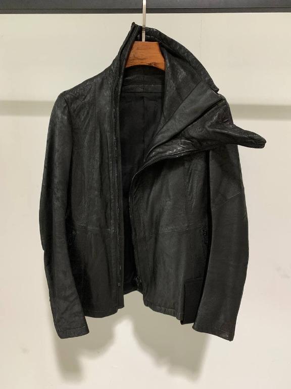 Double zipper leather discount jacket