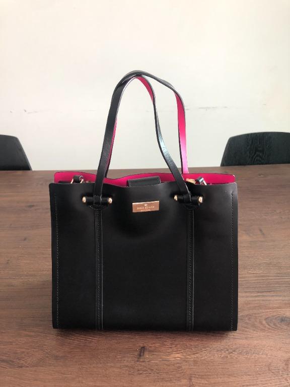 Kate Spade Anissa Bag (Black Leather with Pink Interior), Luxury, Bags &  Wallets on Carousell